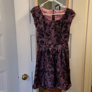 Vintage pink dress with black lace overlay